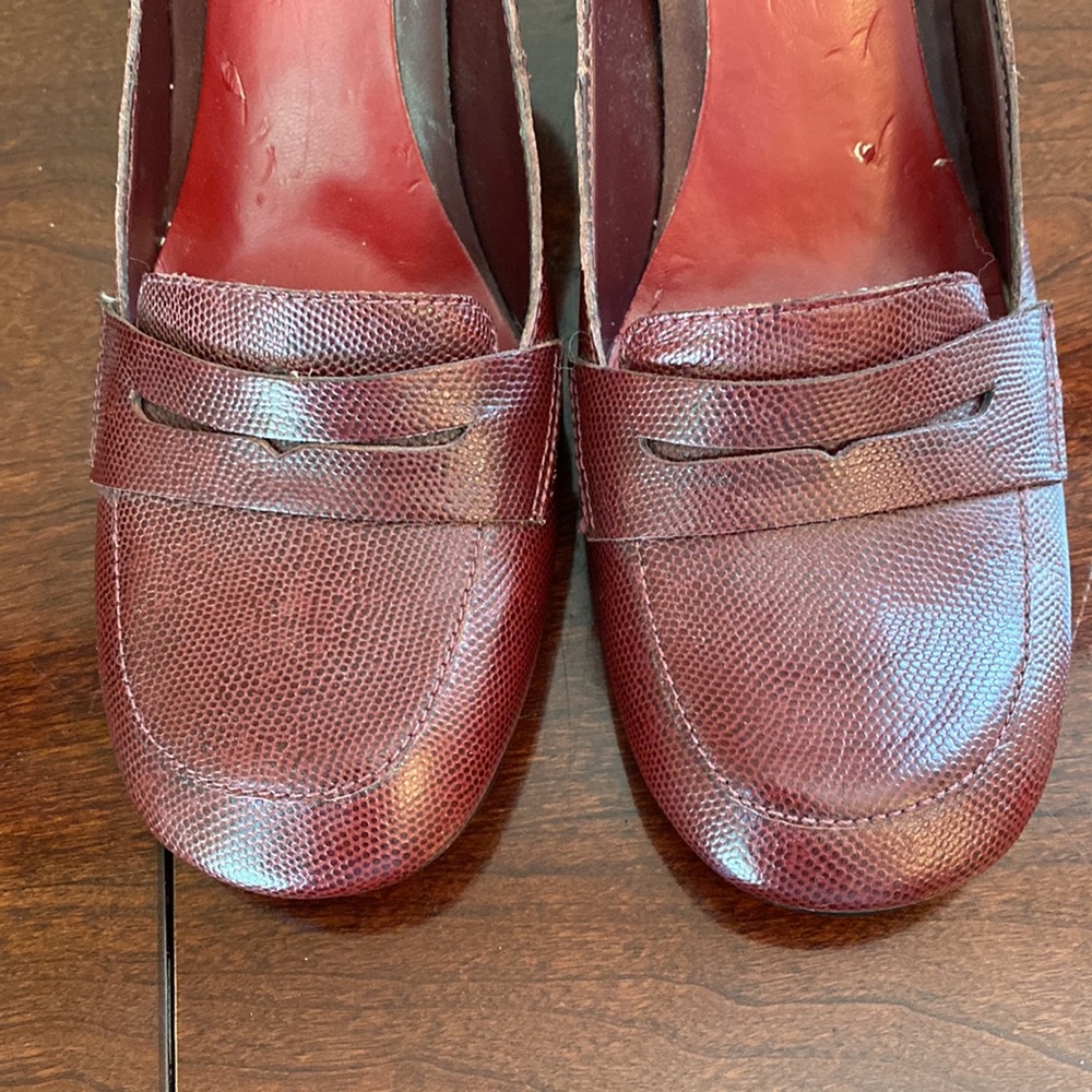 Bandolino Boyoko Vintage 90s Maroon Red Textured SZ 6.5M Classic Leather Heels - Picture 6 of 14